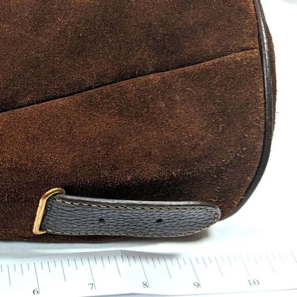 Maxx New York Signature Brown Suede Leather Shoulder Bag And Matching Wristlet - Picture 9 of 13